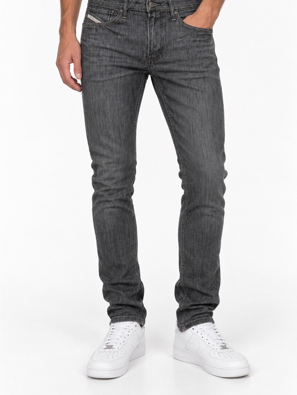 Diesel Shioner Men’s Skinny Jeans in Charcoal Gray